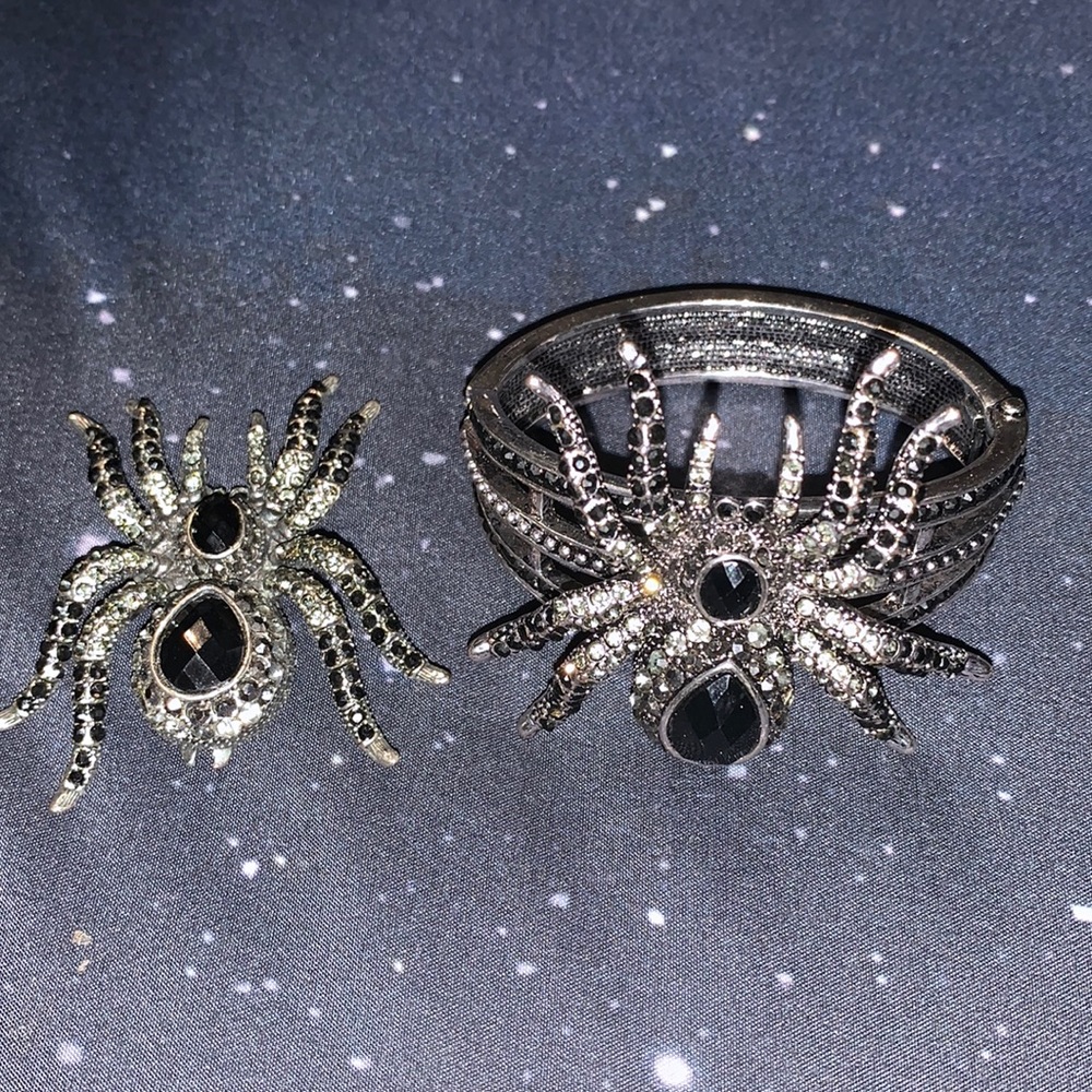 Matching spider brooch and bracelet